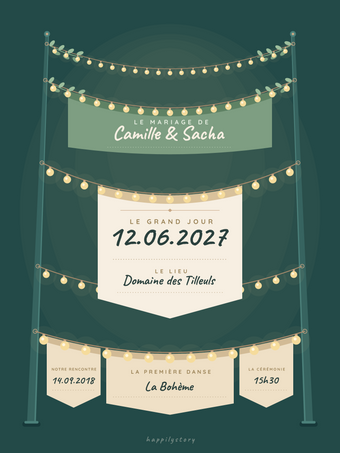 Affiche mariage personnalisée | Les guirlandes