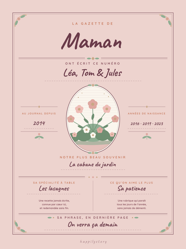 Le journal, affiche personnalisable remplie avec des valeurs d'exemple