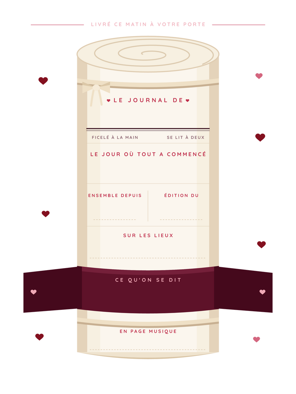 Poster Saint-Valentin personnalisable | Le journal roulé