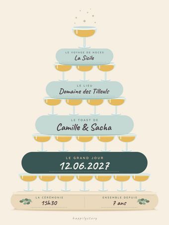 Poster mariage personnalisable | La tour de coupes