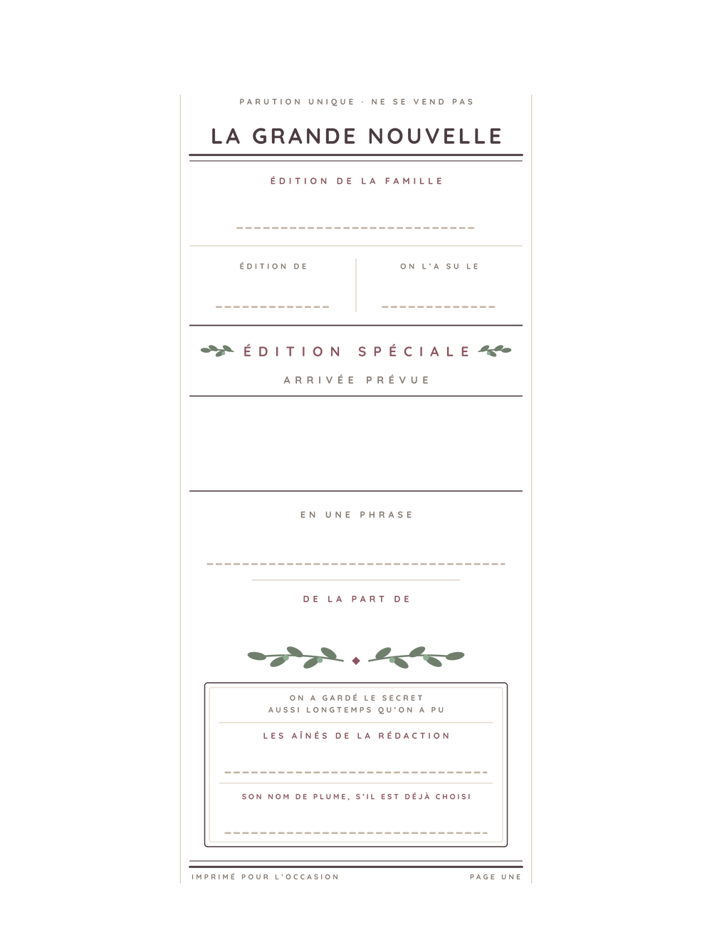Affiche annonce grossesse personnalisée | La une de notre grande nouvelle