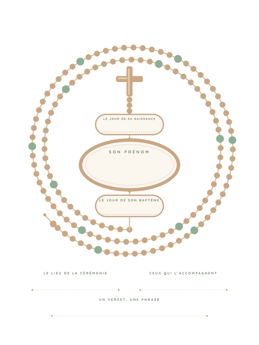 Affiche baptême personnalisée | Le chapelet