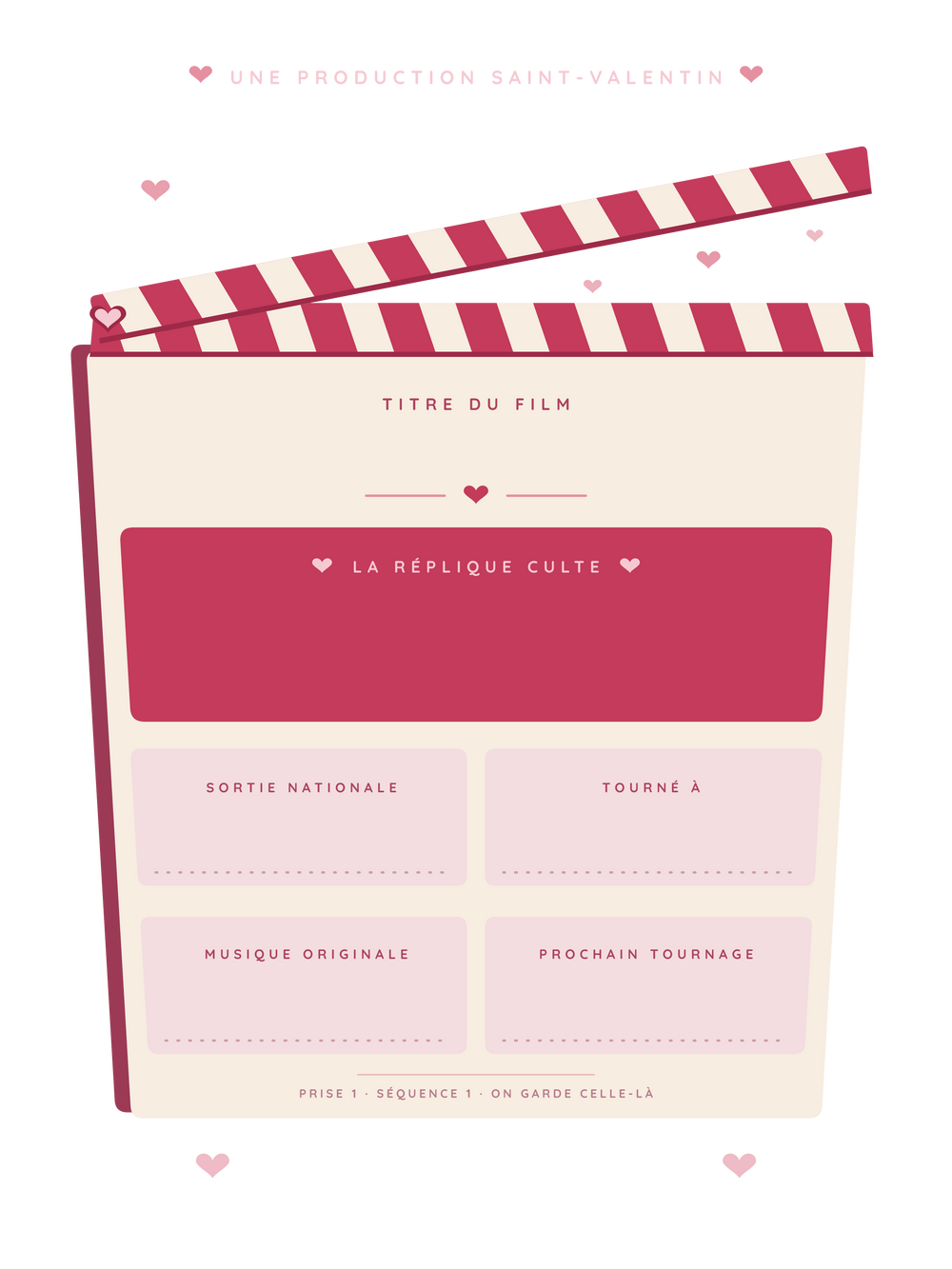Affiche cadeau Saint-Valentin personnalisée | Le clap