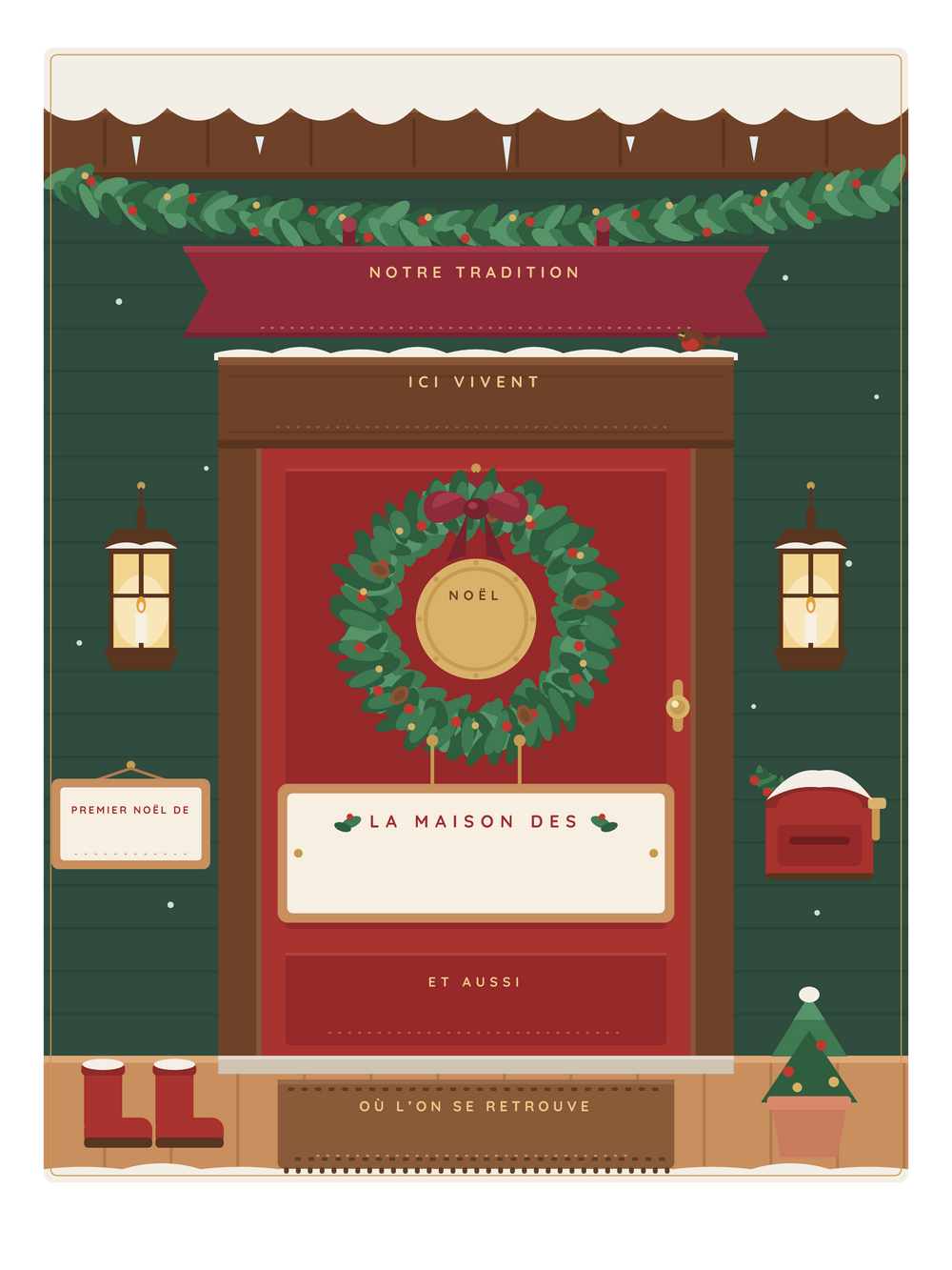 Affiche Noël personnalisée | Le porche