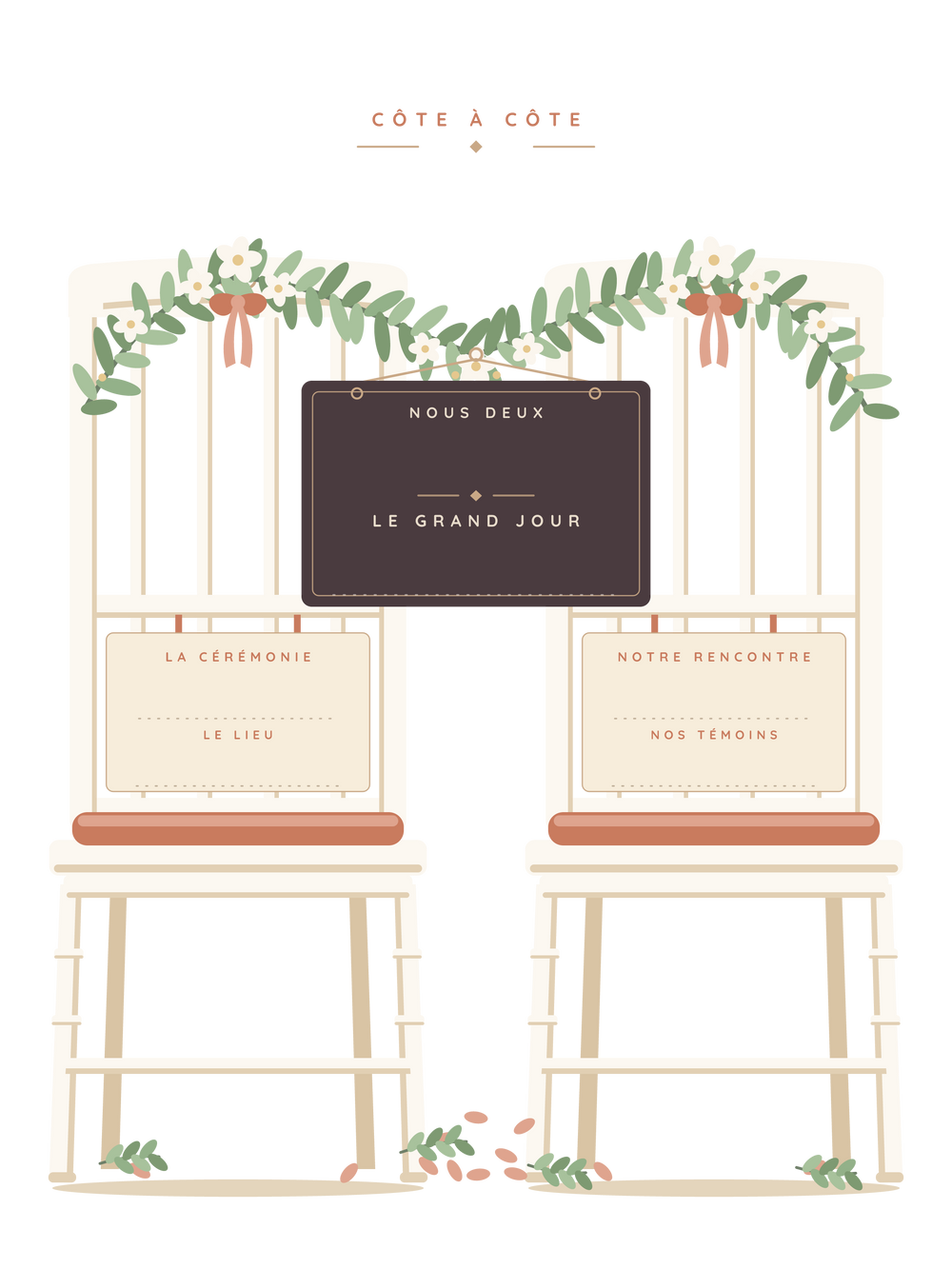 Affiche cadeau mariage personnalisée | Les deux chaises