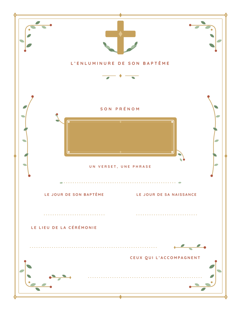 Affiche cadeau parrain marraine personnalisée | La lettrine enluminée