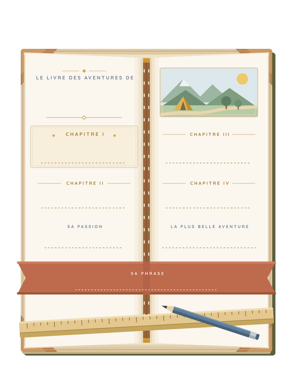 Affiche fête des pères personnalisée | Le livre des aventures