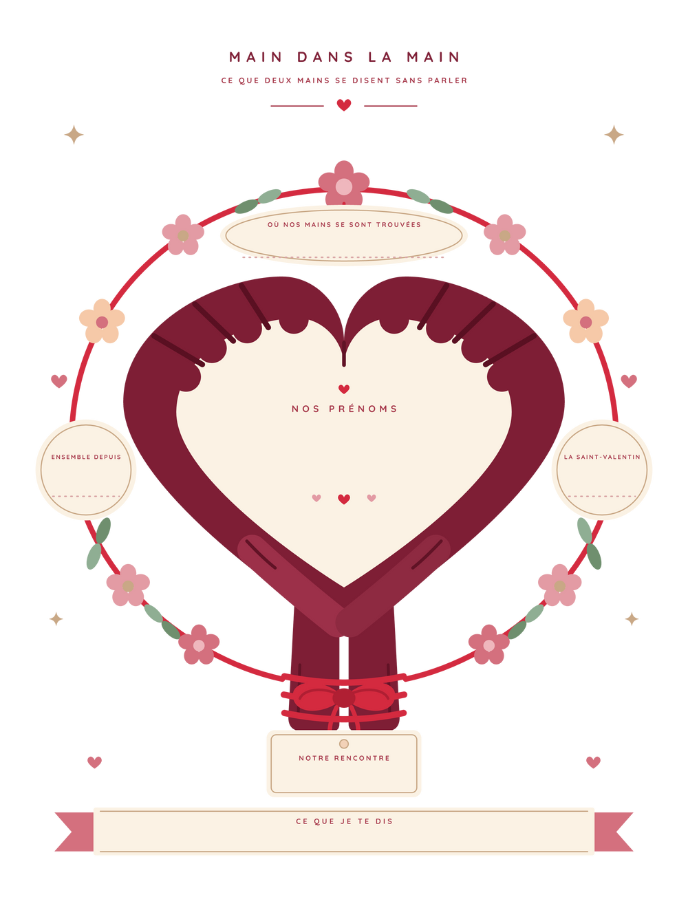 Affiche Saint-Valentin personnalisée | Les mains enlacées