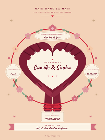 Affiche Saint-Valentin personnalisée | Les mains enlacées