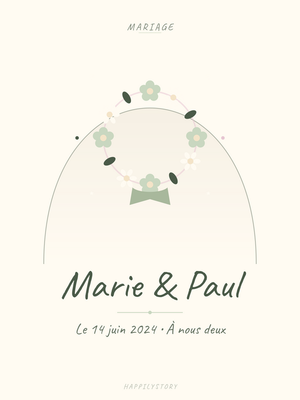 Affiche Mariage — Couronne fleurie