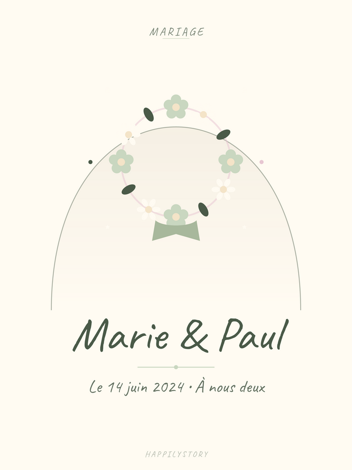 Affiche Mariage — Couronne fleurie