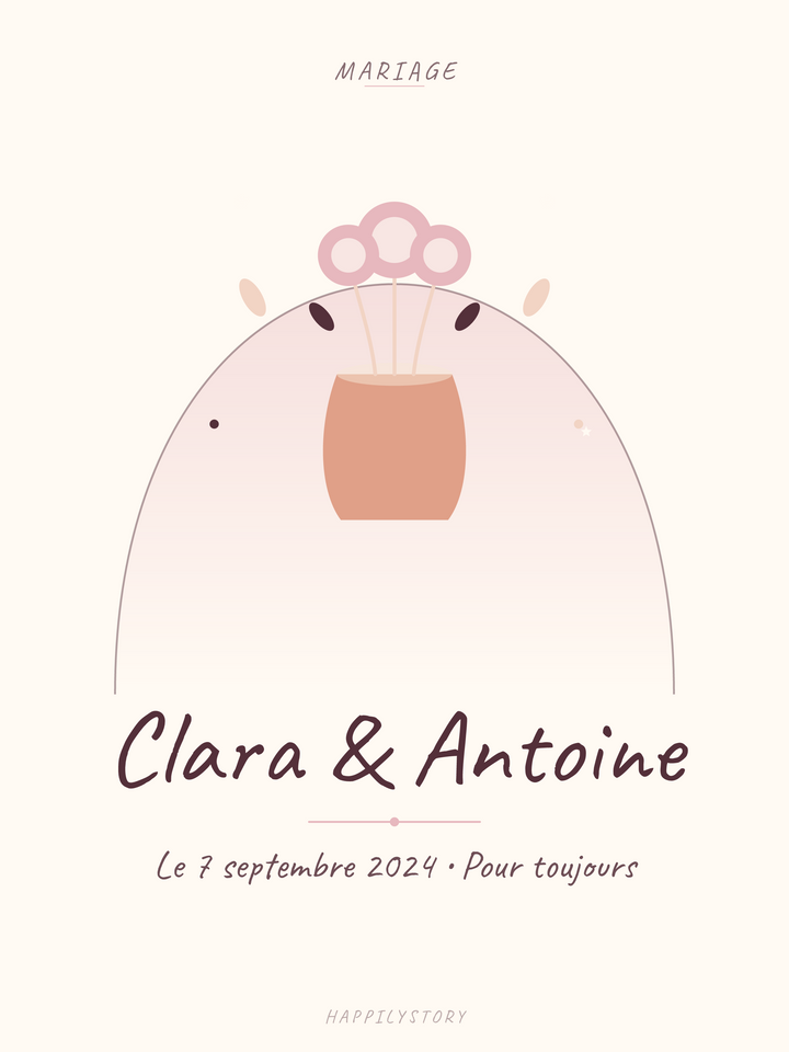 Affiche Mariage — Bouquet de pivoines
