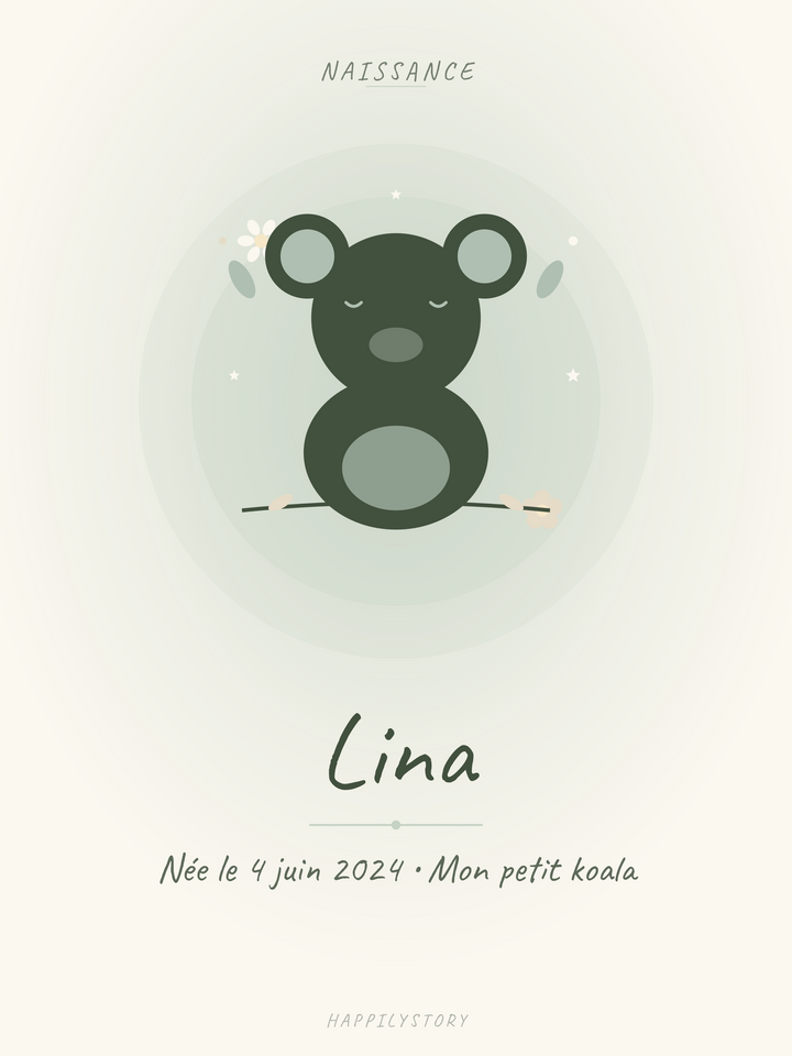 Affiche Naissance — Petit koala