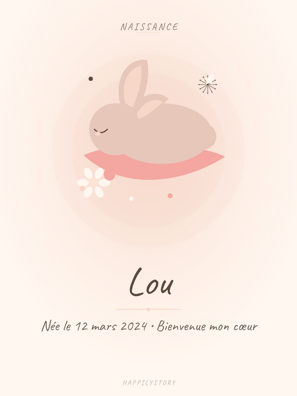 Affiche Naissance — Lapin endormi