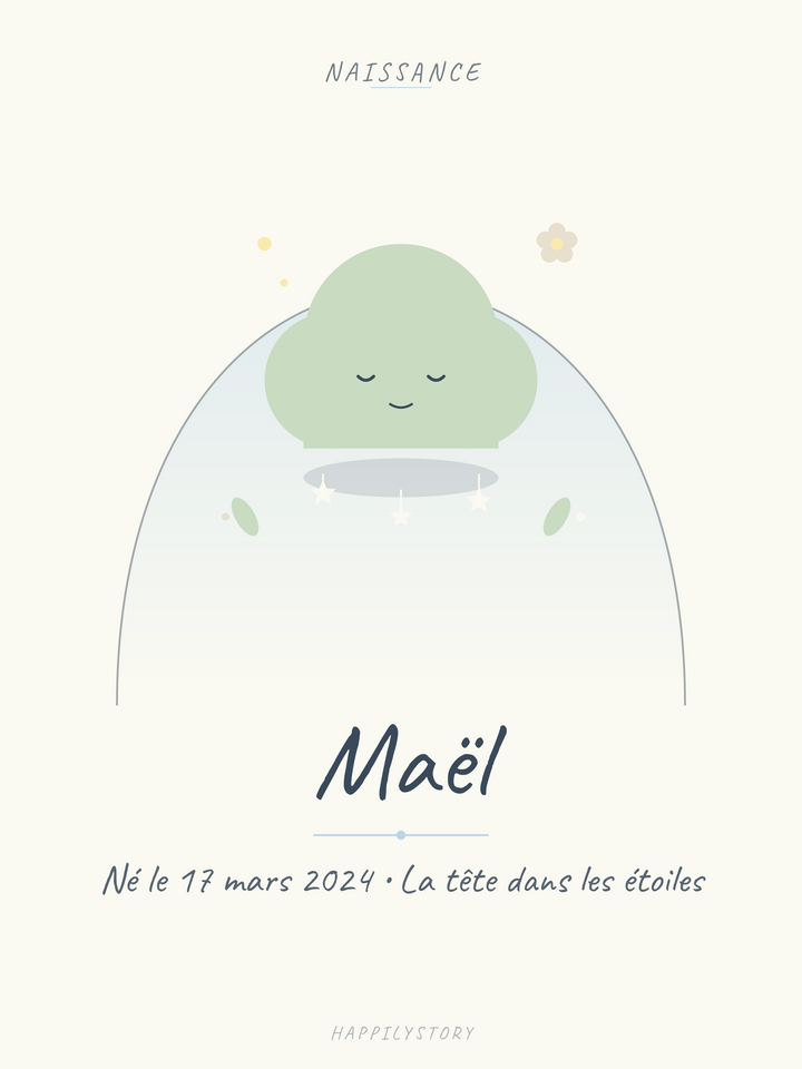 Affiche Naissance — Nuage étoilé