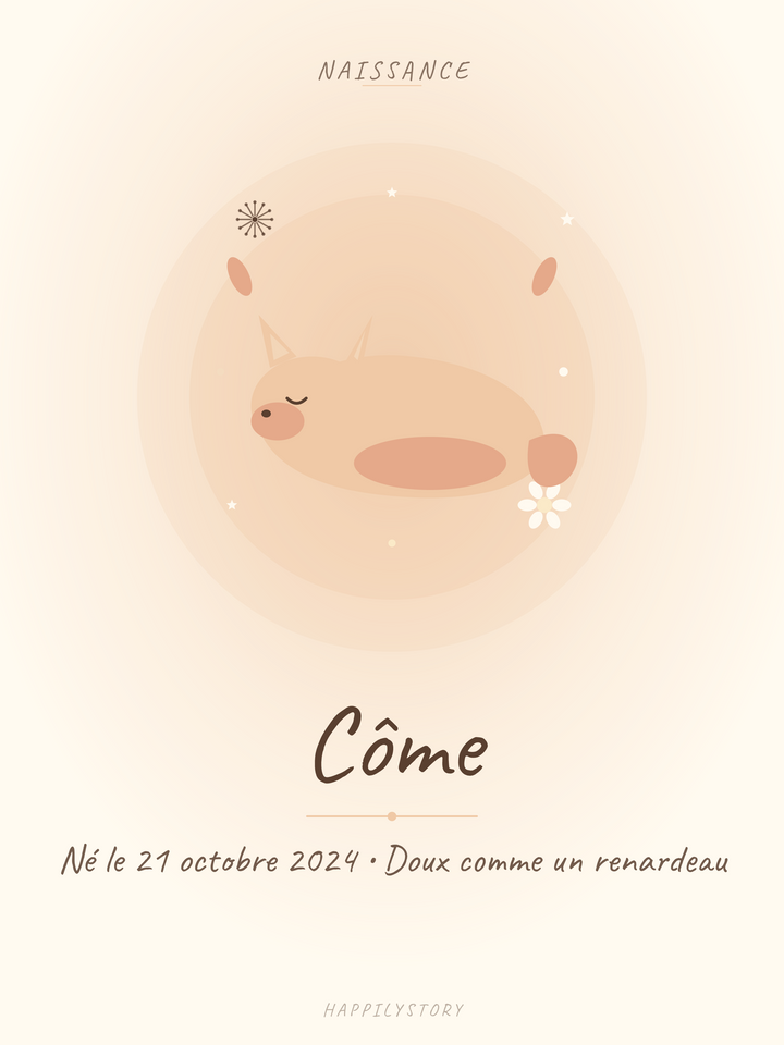 Affiche Naissance — Renard endormi