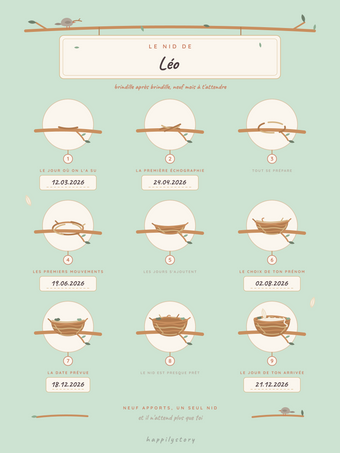 Poster grossesse personnalisable | Le nid qui se construit