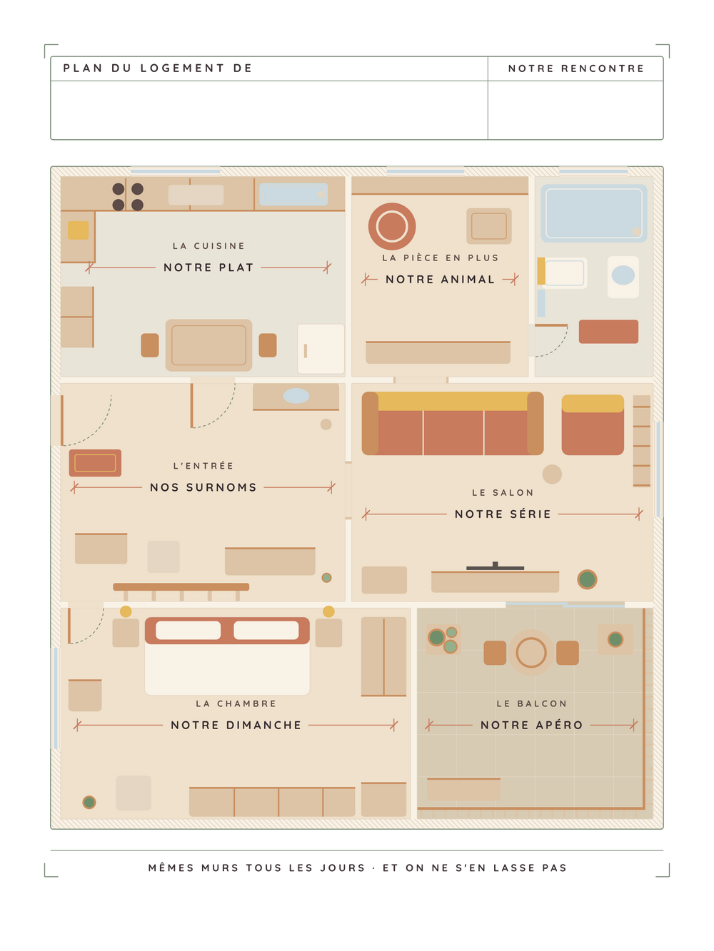 Affiche couple personnalisée | Notre appartement