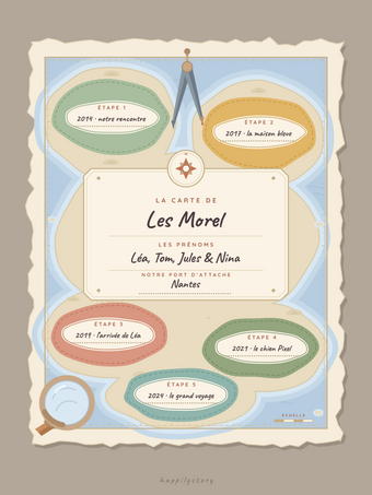 Affiche famille personnalisée | La carte de nos souvenirs