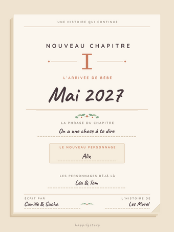 Poster annonce grossesse personnalisable | Un nouveau chapitre