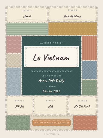 Poster voyage personnalisable | Le patchwork du voyage
