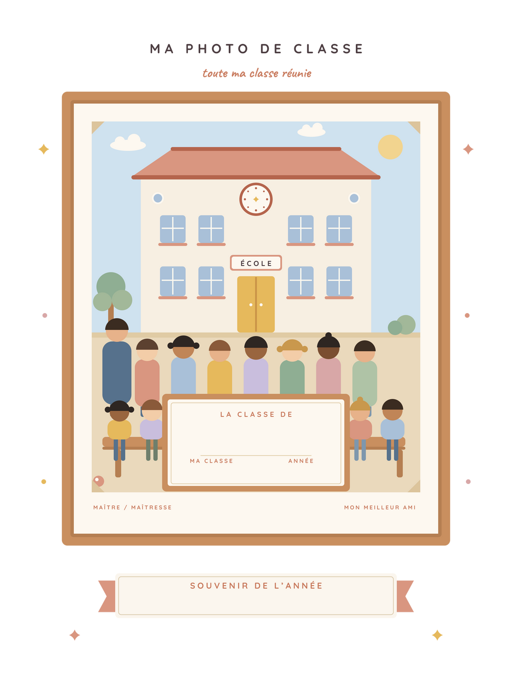 Affiche enfant personnalisée | Ma photo de classe illustrée