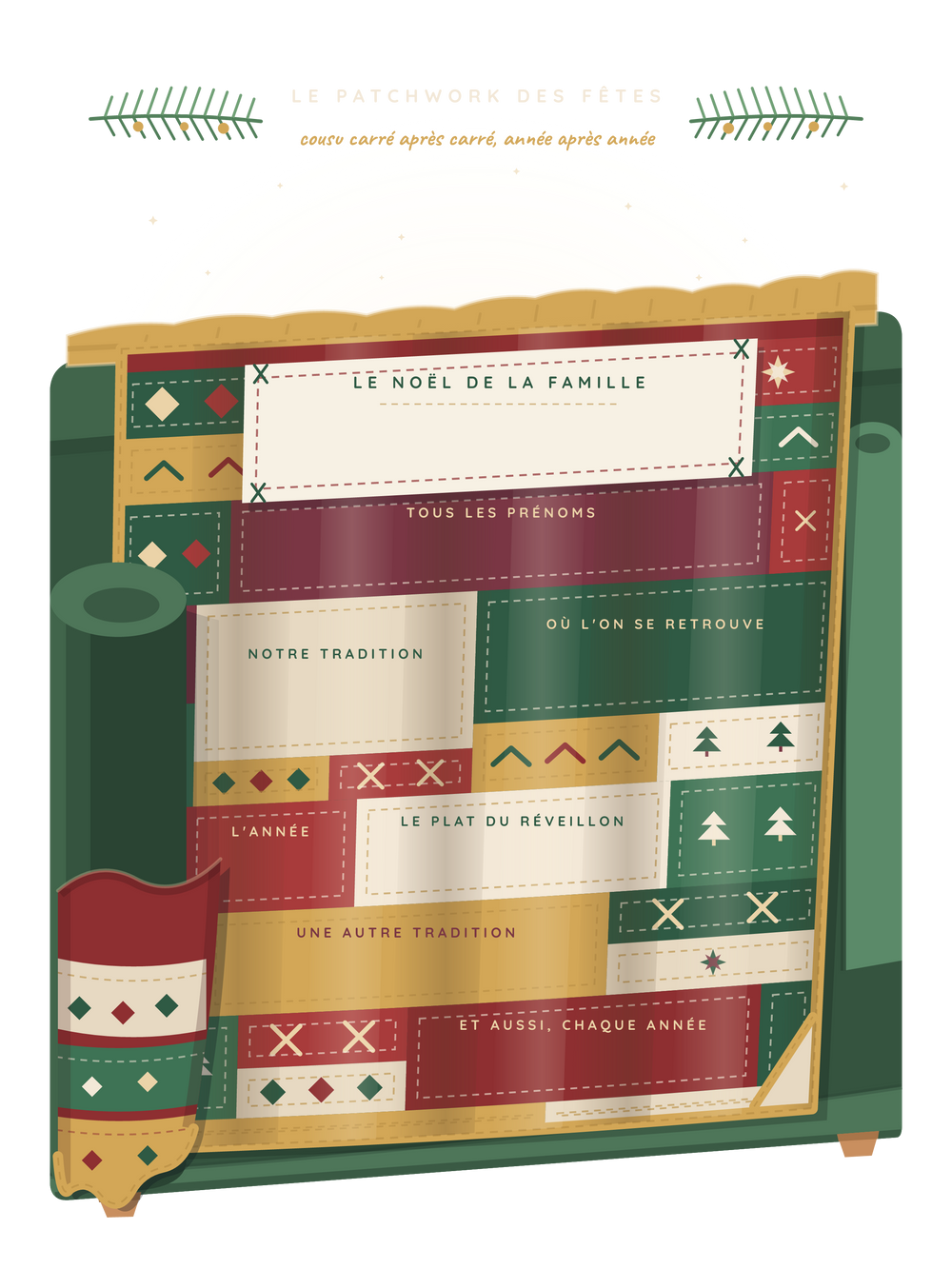 Poster Noël personnalisable | Le plaid en patchwork