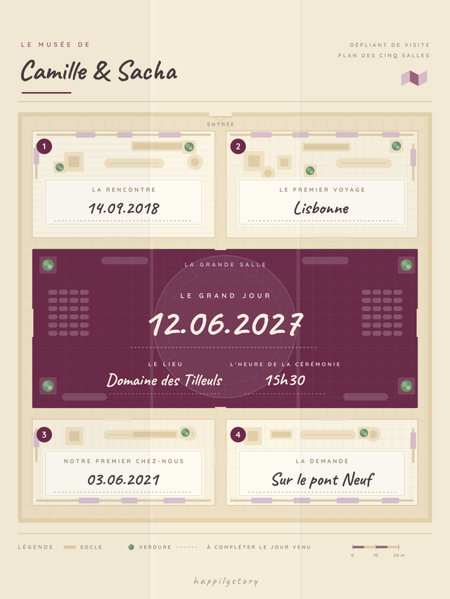 Le plan du musée, affiche personnalisable remplie avec des valeurs d'exemple