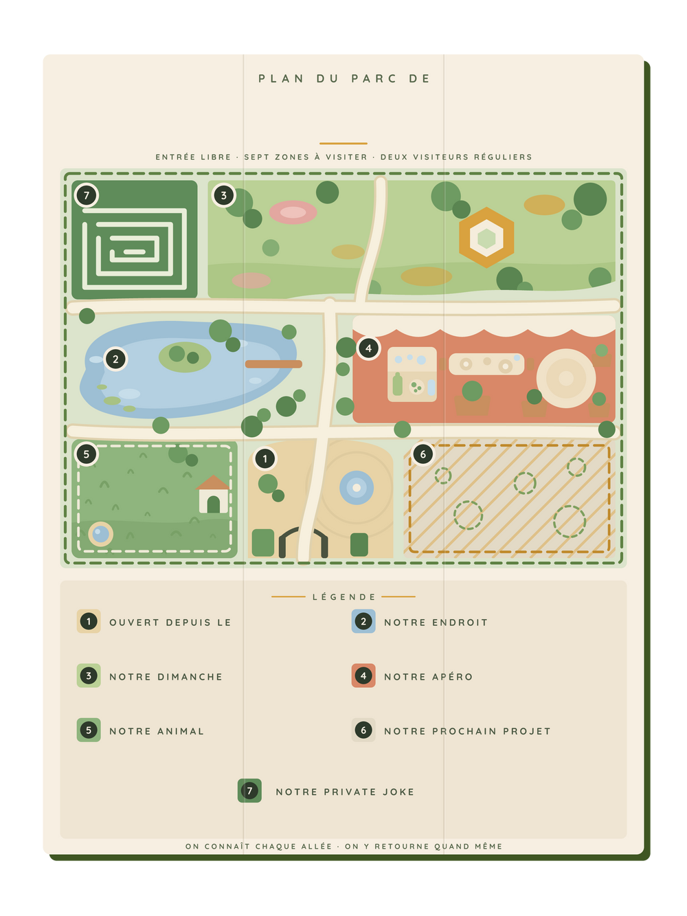 Affiche couple personnalisée | Le plan du parc