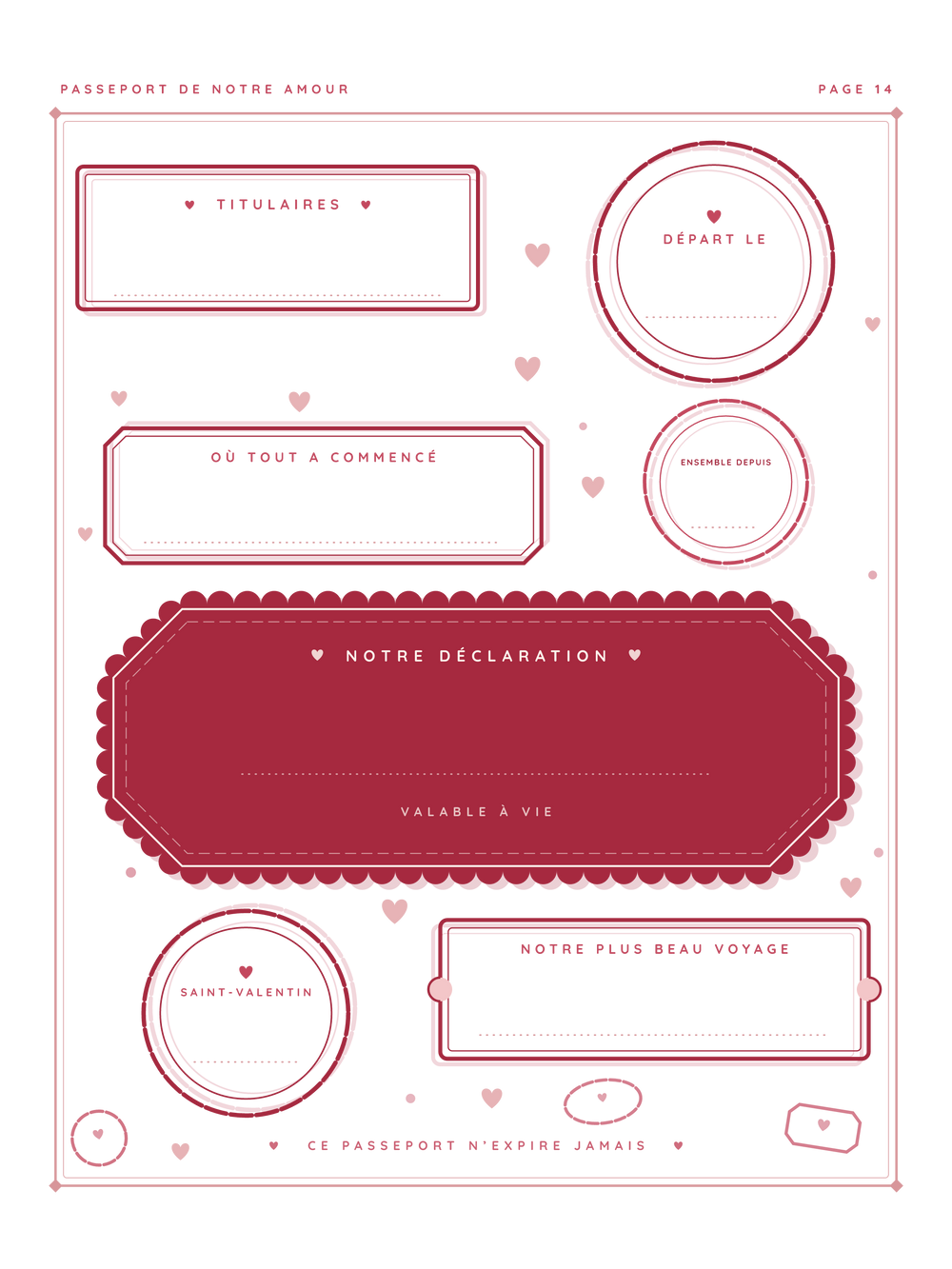 Poster Saint-Valentin personnalisable | La page de tampons