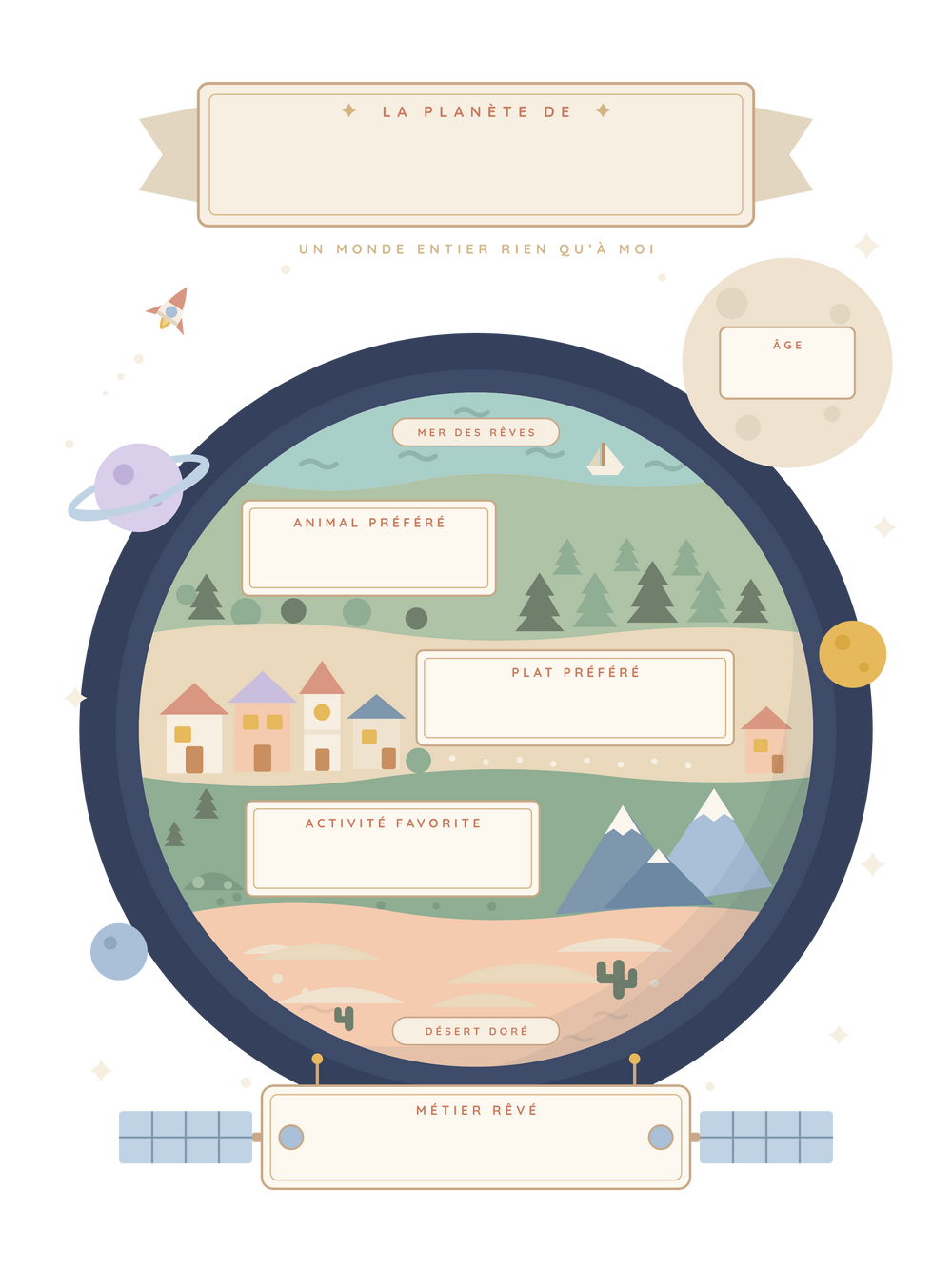 Poster enfant personnalisable | Ma planète à moi