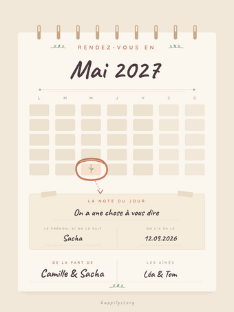 Affiche annonce grossesse personnalisée | Rendez-vous en...