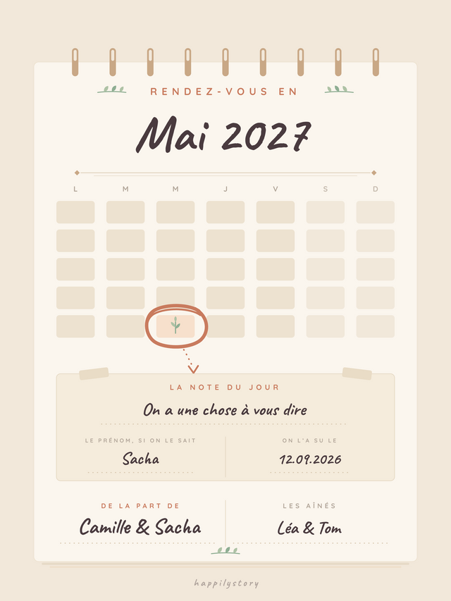 Rendez-vous en..., affiche personnalisable remplie avec des valeurs d'exemple