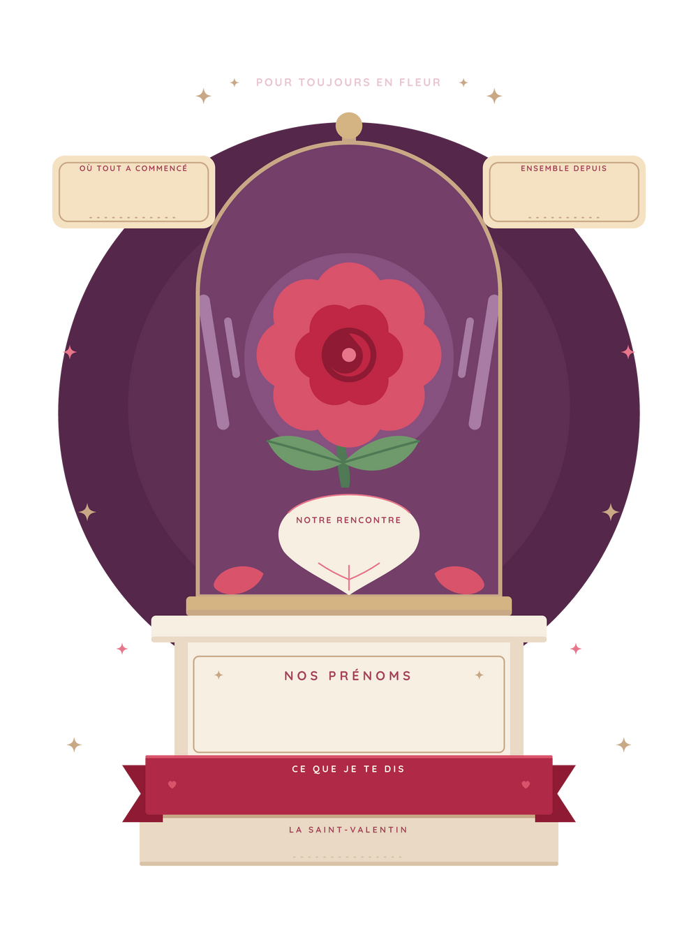 Poster Saint-Valentin personnalisable | La rose éternelle
