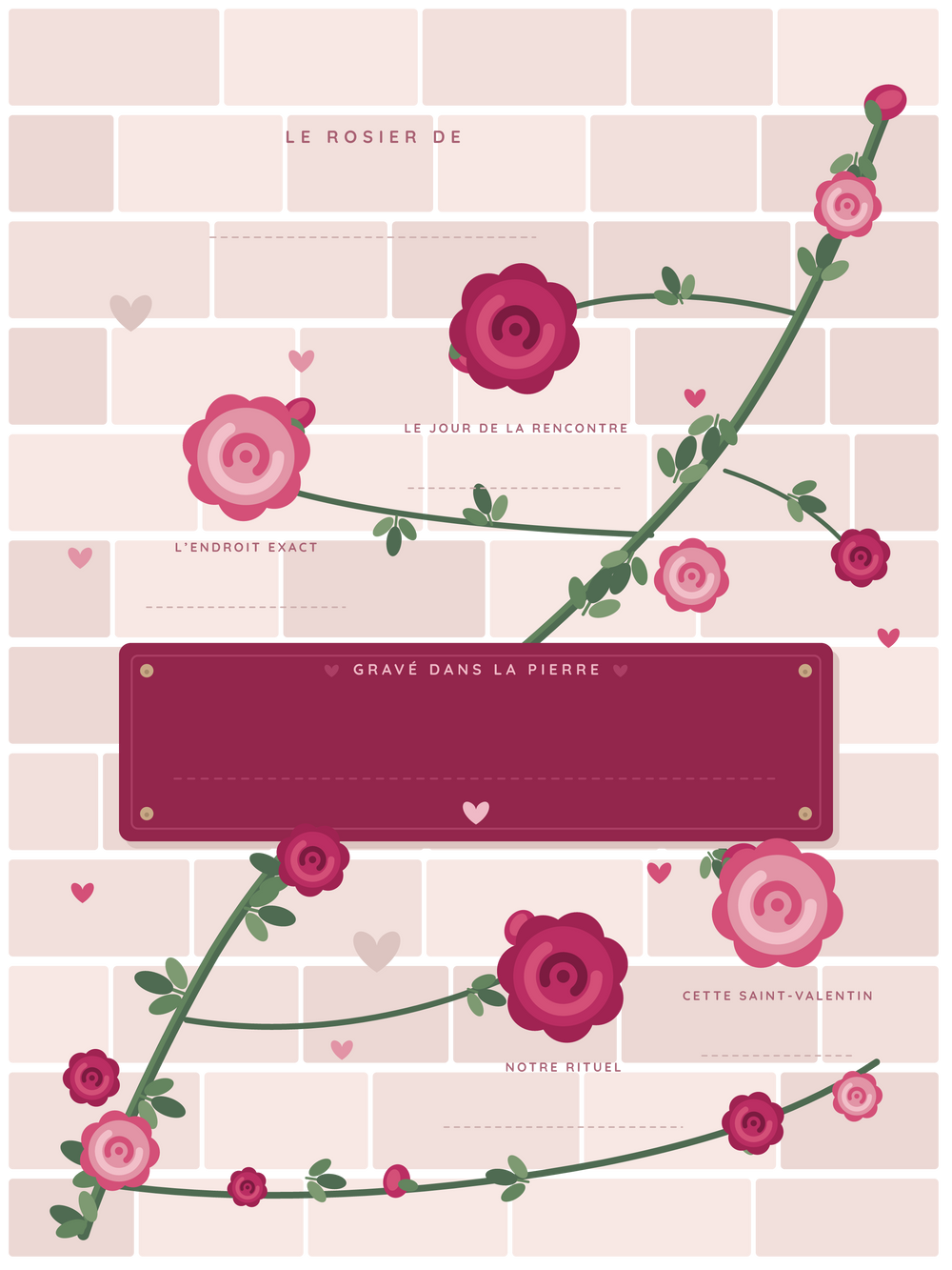 Affiche Saint-Valentin personnalisée | Le rosier sur le mur