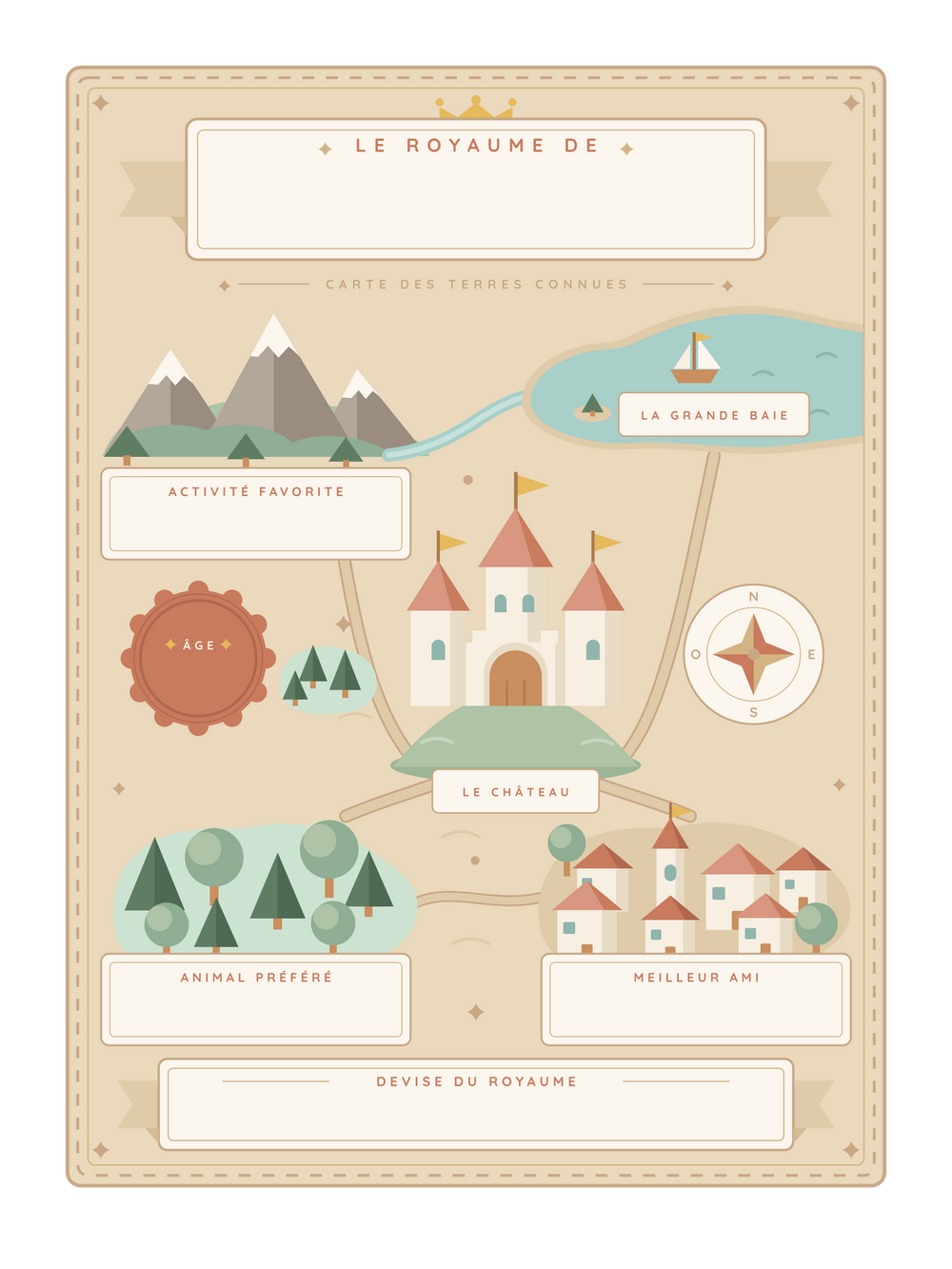 Affiche enfant personnalisée | La carte de mon royaume