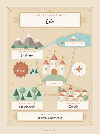Affiche enfant personnalisée | La carte de mon royaume