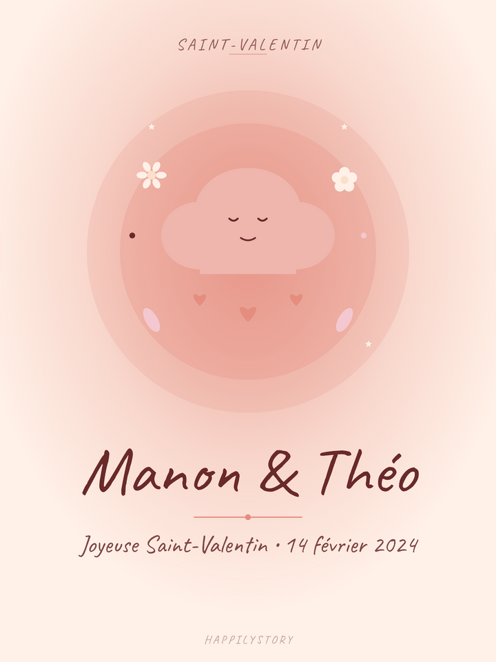 Affiche Saint-Valentin — Cœur sur son nuage