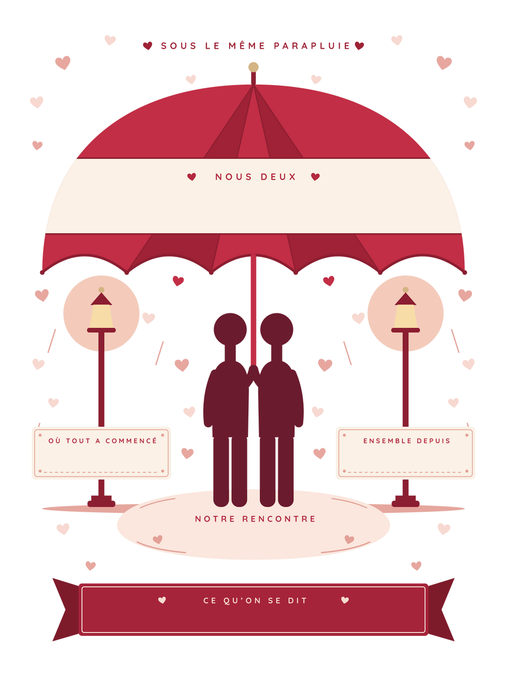 Poster Saint-Valentin personnalisable | Sous le parapluie