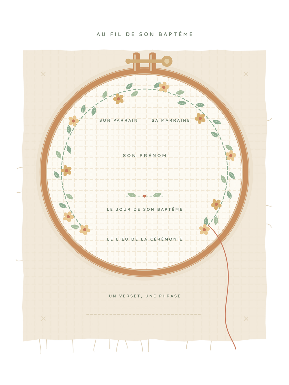 Affiche baptême personnalisée | Le tambour brodé