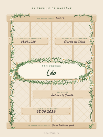 Poster baptême personnalisable | La treille