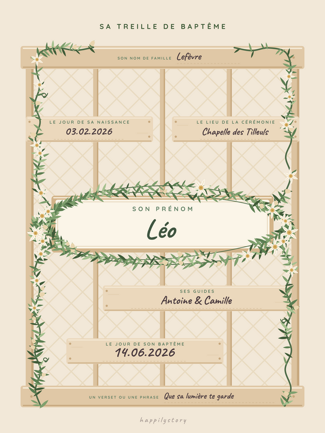La treille, affiche personnalisable remplie avec des valeurs d'exemple