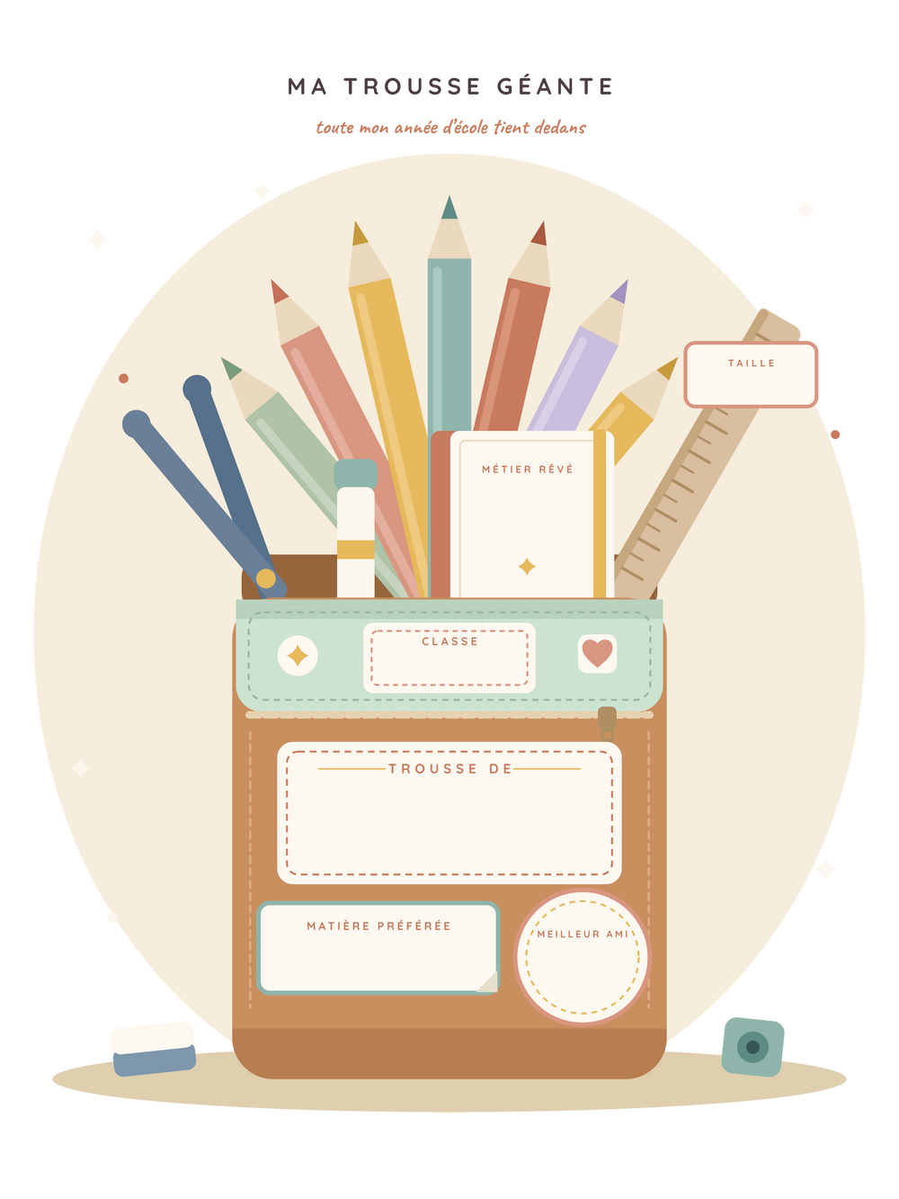 Affiche rentrée personnalisée | Ma trousse géante