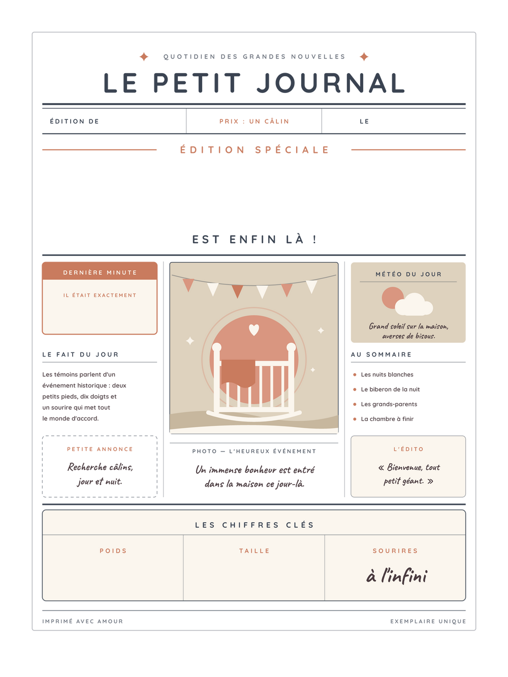 Affiche naissance personnalisée | La une du journal