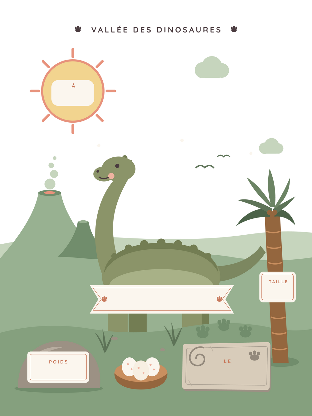 Affiche naissance personnalisée | Vallée des dinosaures