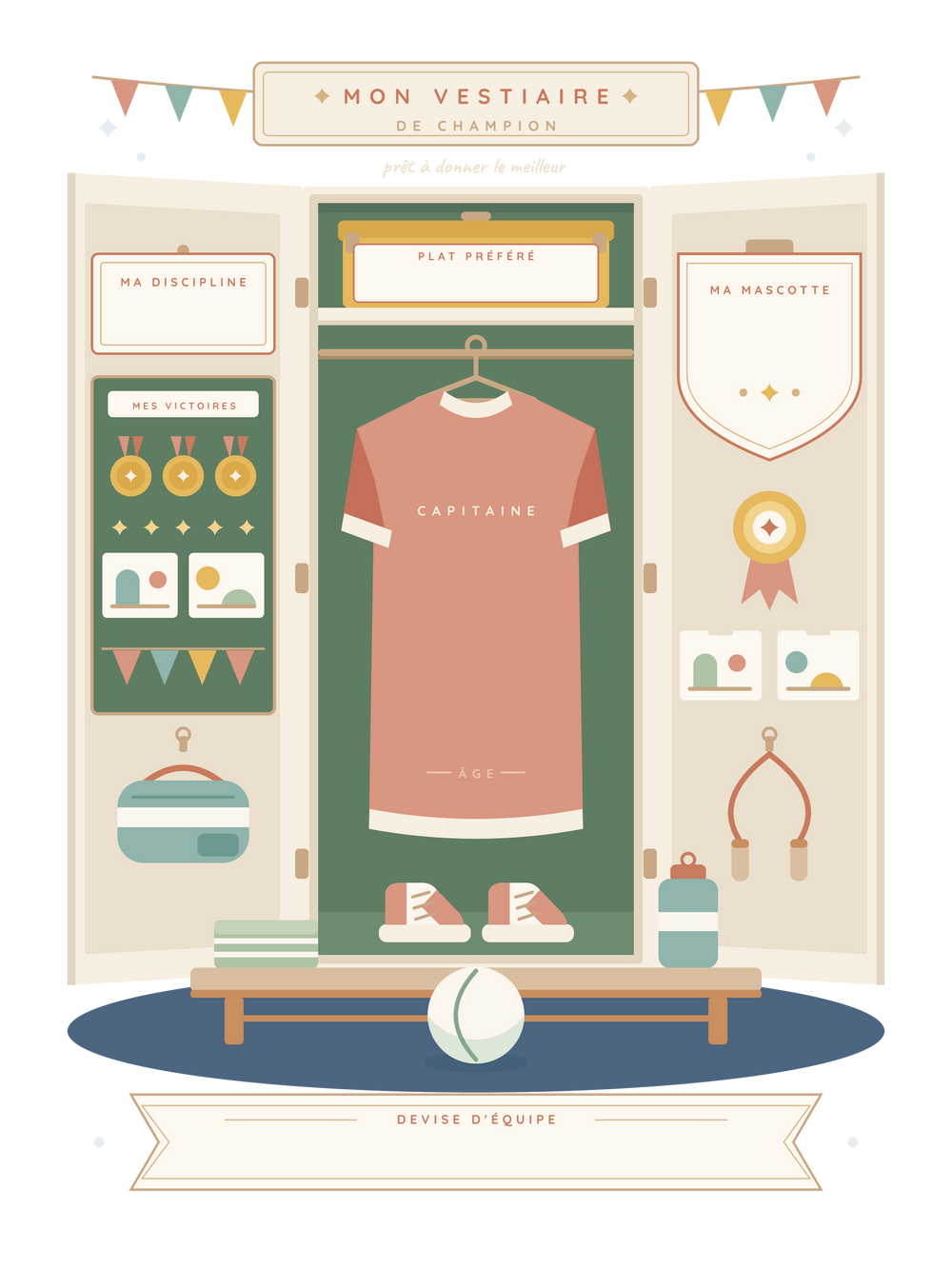 Poster sport enfant personnalisable | Mon vestiaire de champion