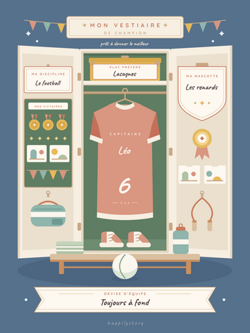 Poster sport enfant personnalisable | Mon vestiaire de champion