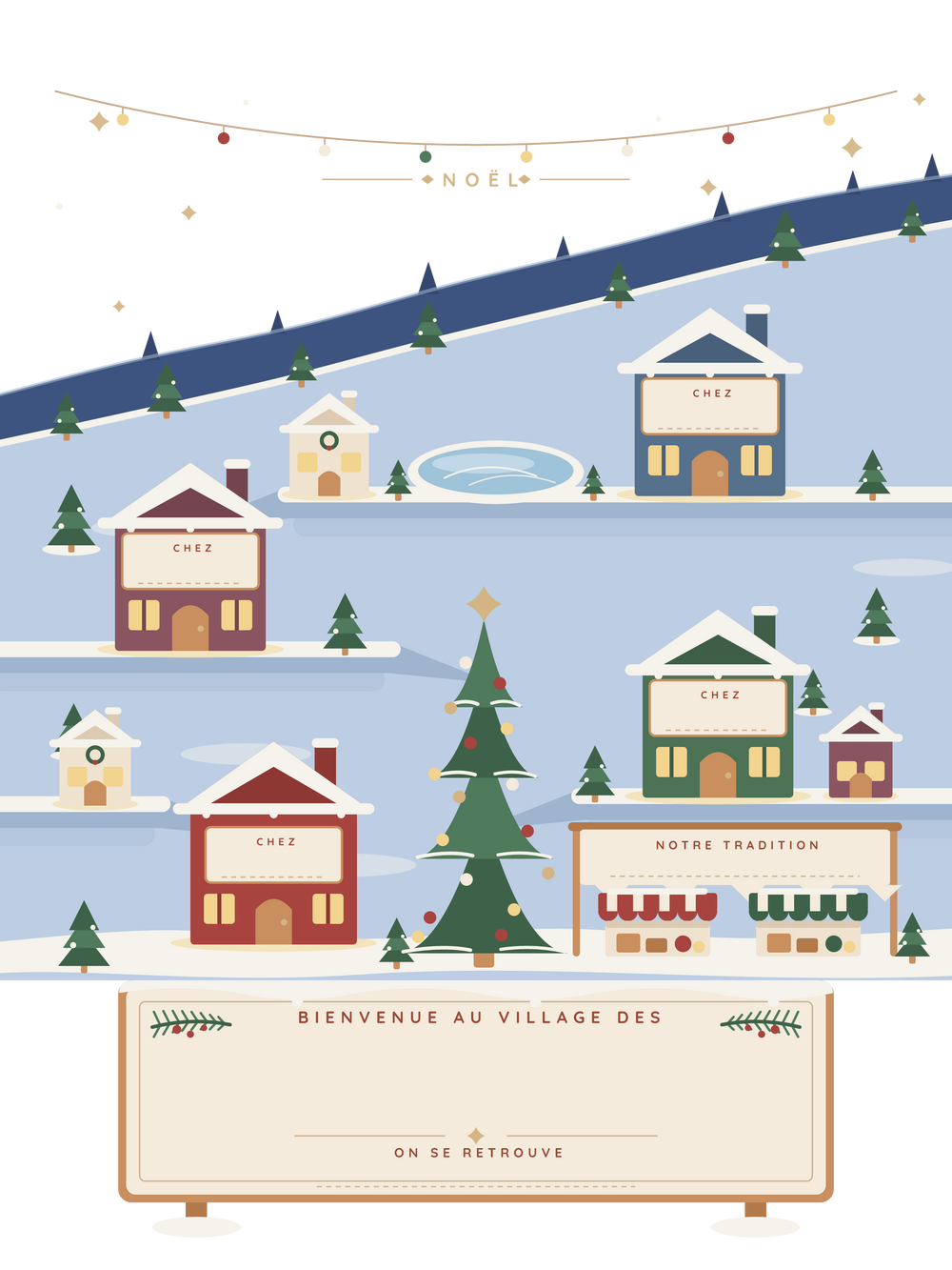 Poster Noël personnalisable | Le village enneigé